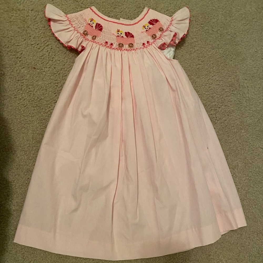 NWT smocked baby carriage dress 12 mo